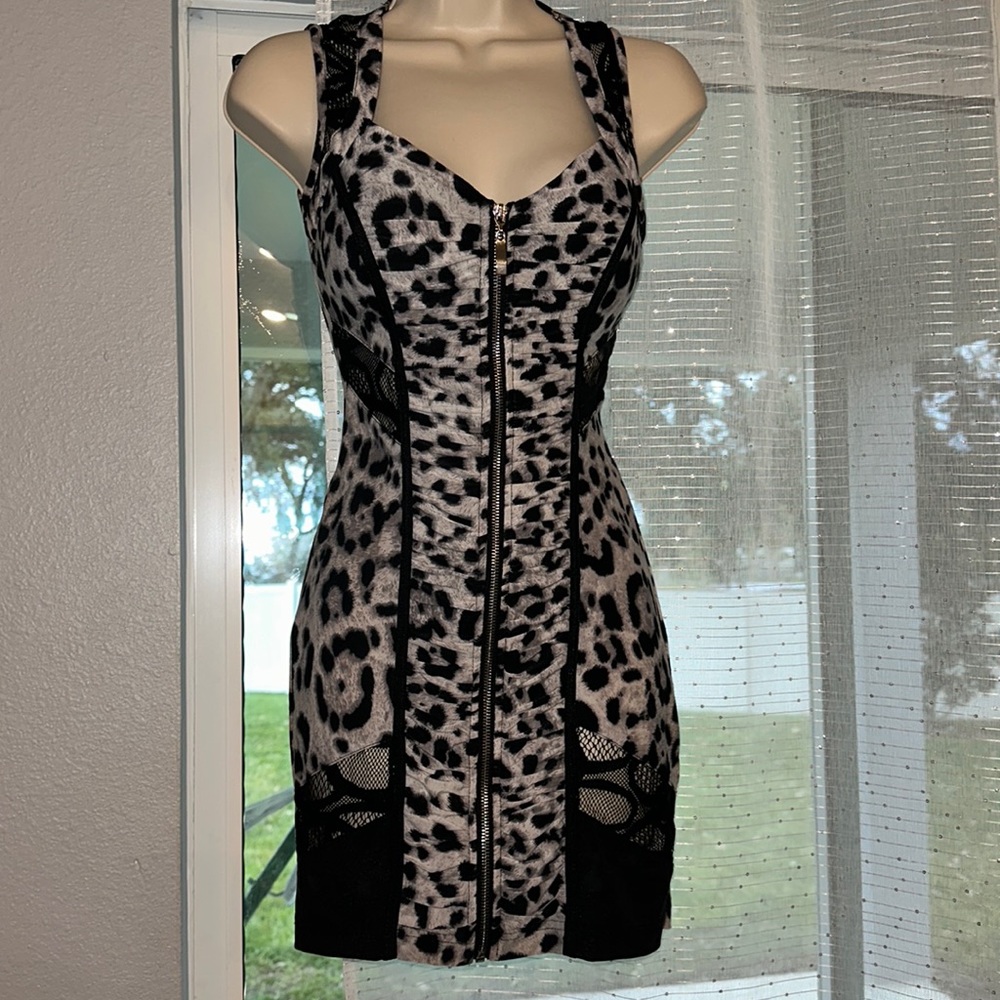 Sexy animal print 90s inspired bodycon sleeveless mini dress